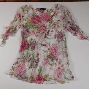 Sparkly Sheer Floral Short Sleeve top